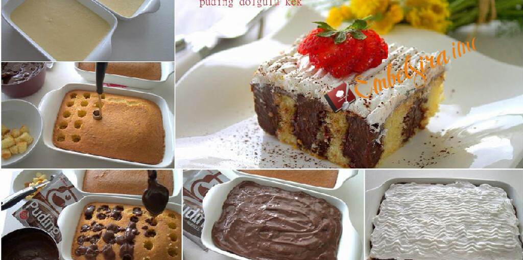 Embëlsirë me vrima të mbushura me pudingë