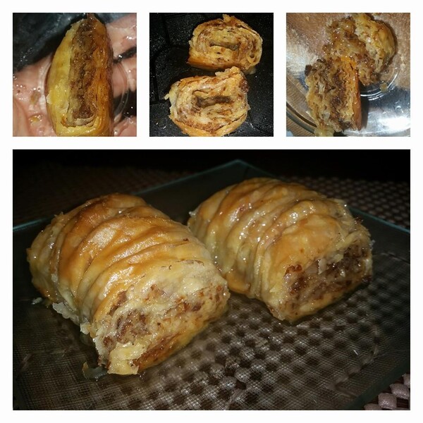 Bakllava me arra dhe biskota( Me form rolad)