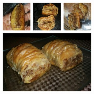 Bakllava me arra dhe biskota( Me form rolad)